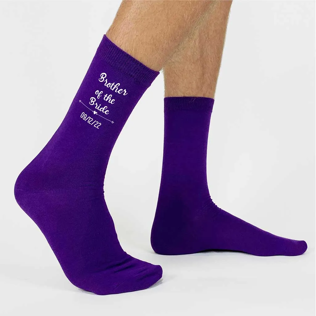 Brother of Bride Socks Custom Printed with the Wedding Date