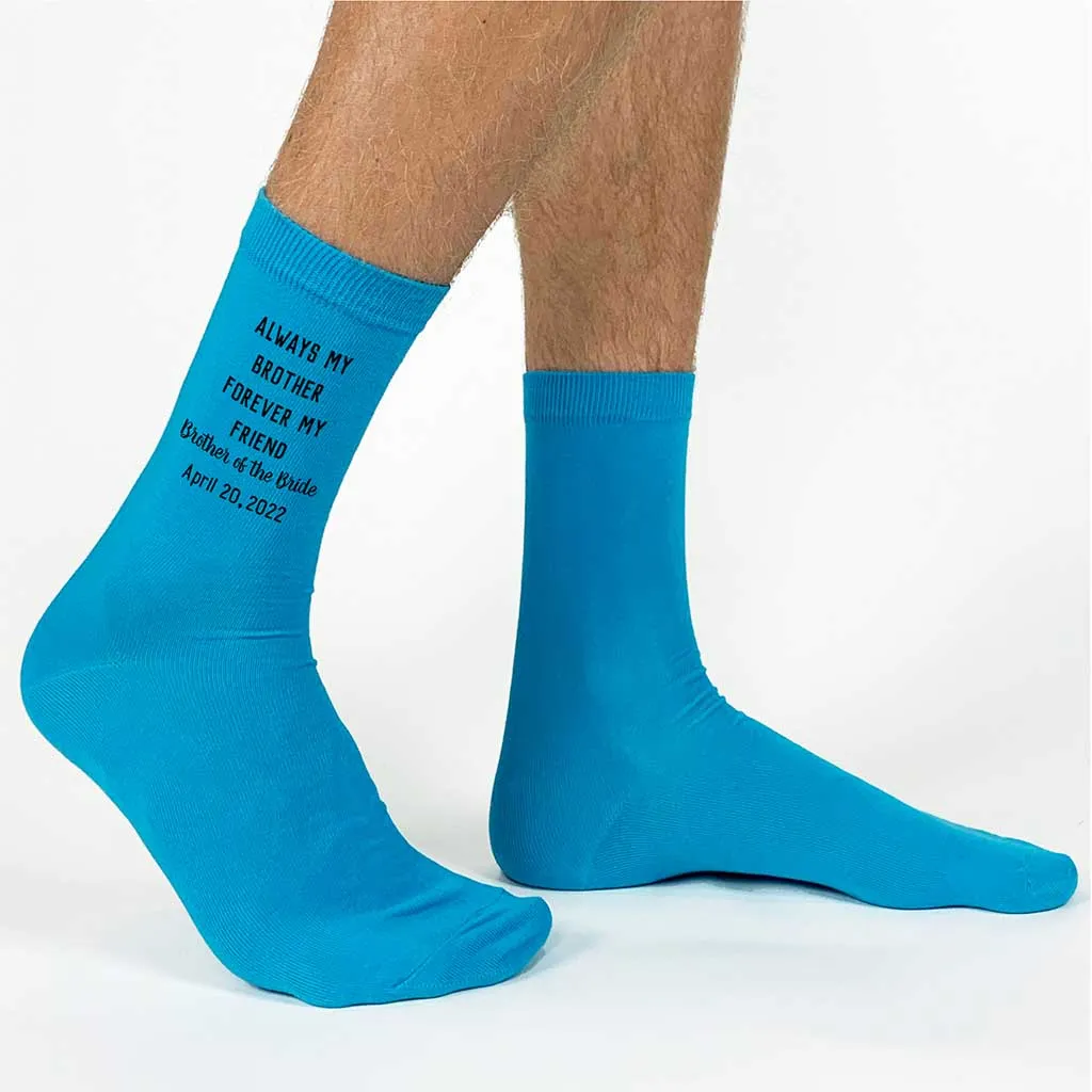 Brother of Bride Socks Custom Printed with the Wedding Date