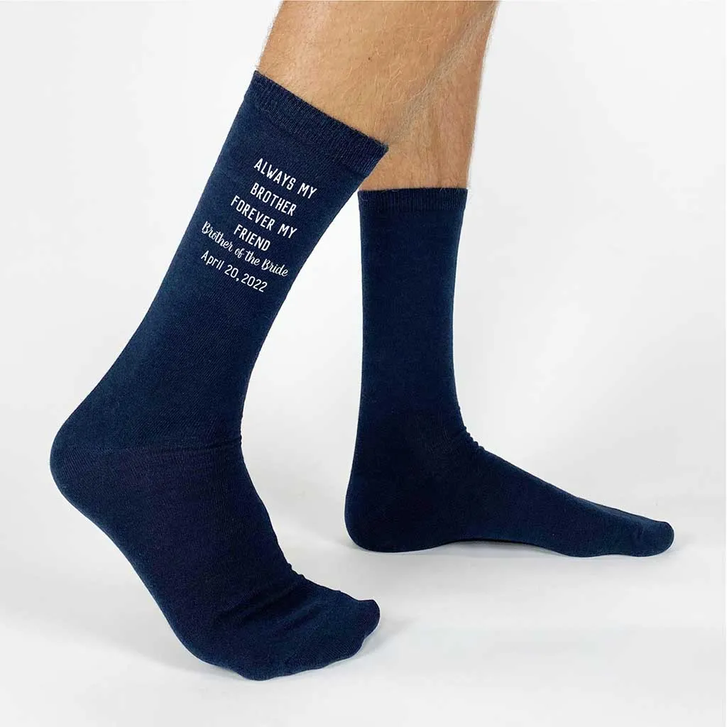 Brother of Bride Socks Custom Printed with the Wedding Date