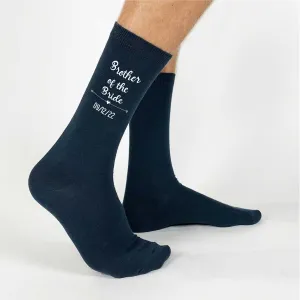 Brother of Bride Socks Custom Printed with the Wedding Date