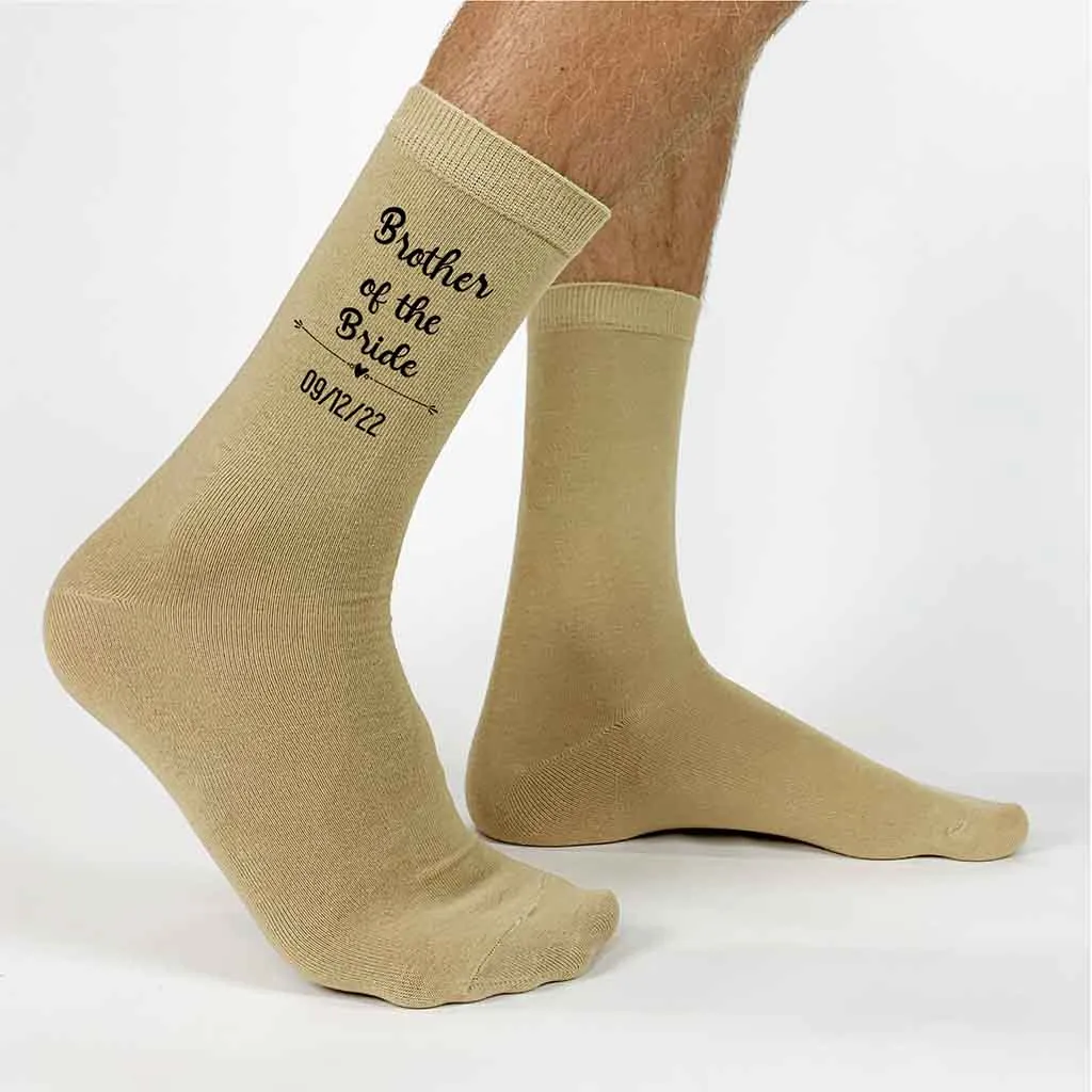 Brother of Bride Socks Custom Printed with the Wedding Date