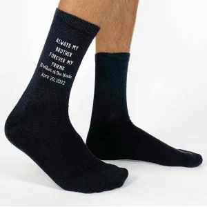 Brother of Bride Socks Custom Printed with the Wedding Date