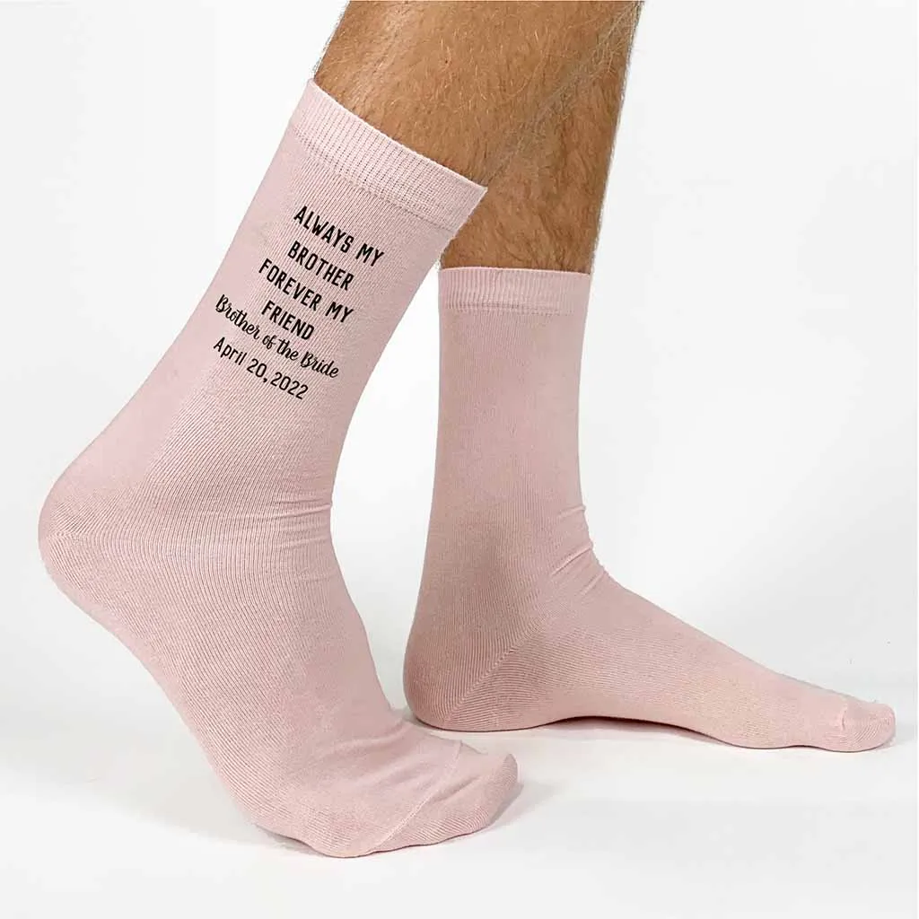 Brother of Bride Socks Custom Printed with the Wedding Date