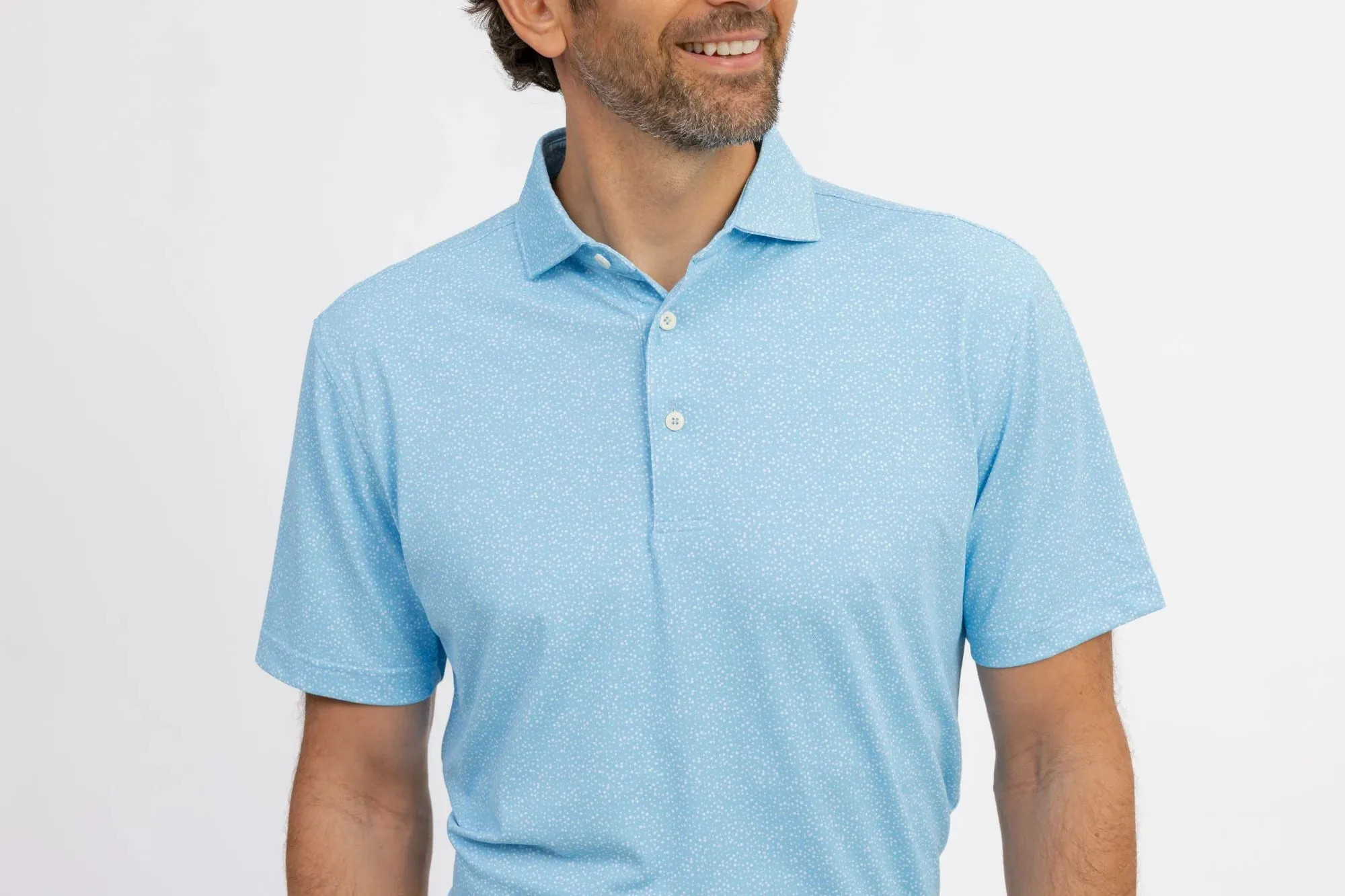Bubbly Performance Polo - Ciel / Antique White