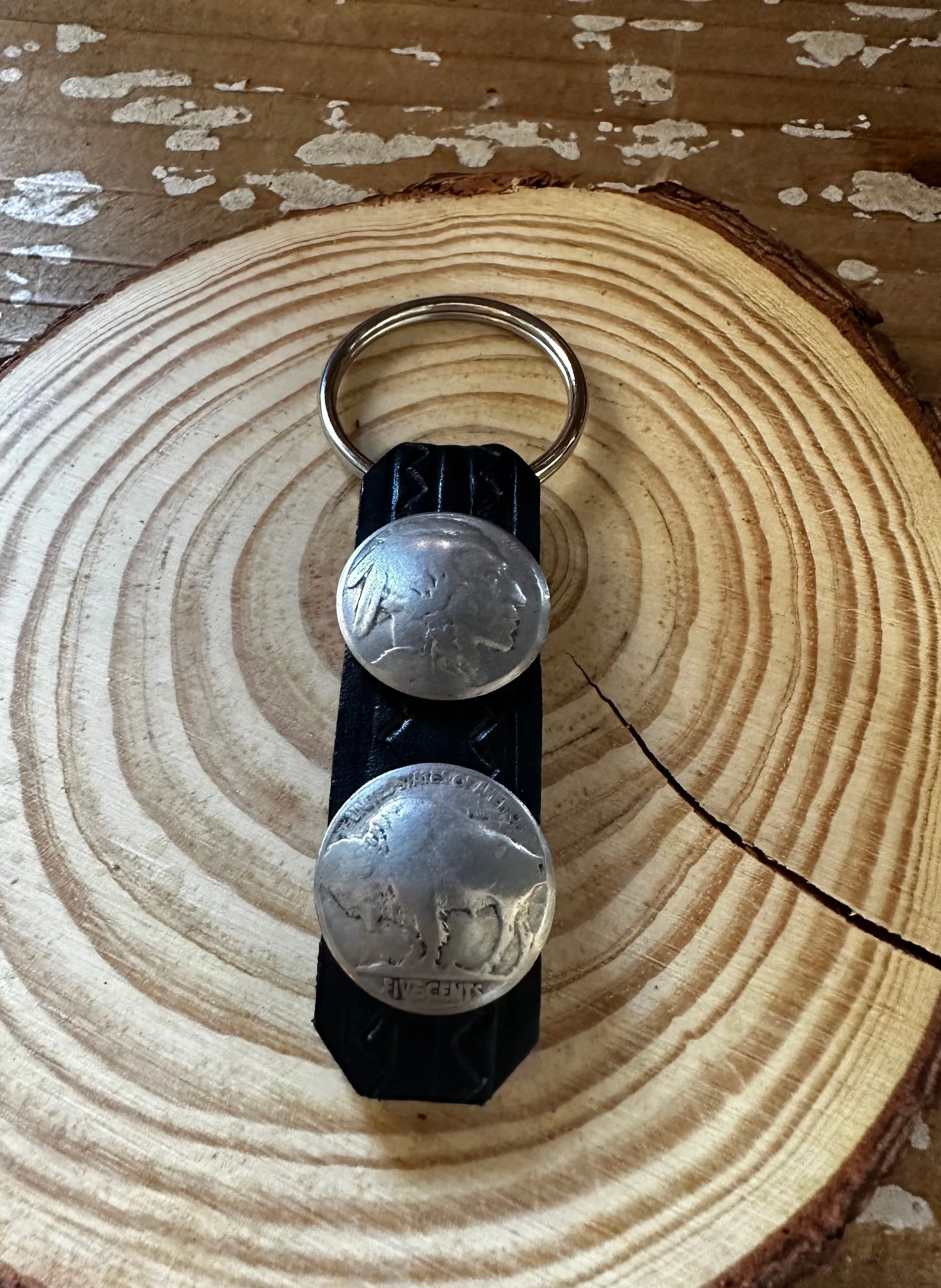 BUFFALO DANCER Leather Strap Keychain