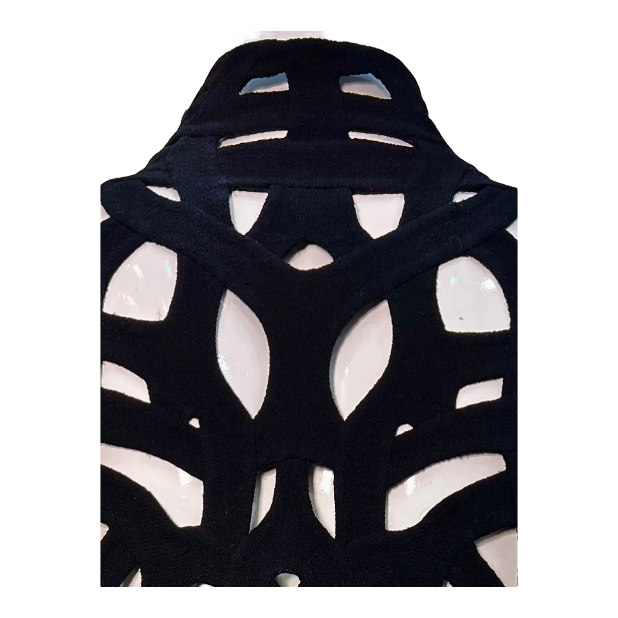 Chado Ralph Rucci Couture Black Intricately Cut-Out Open Jacket