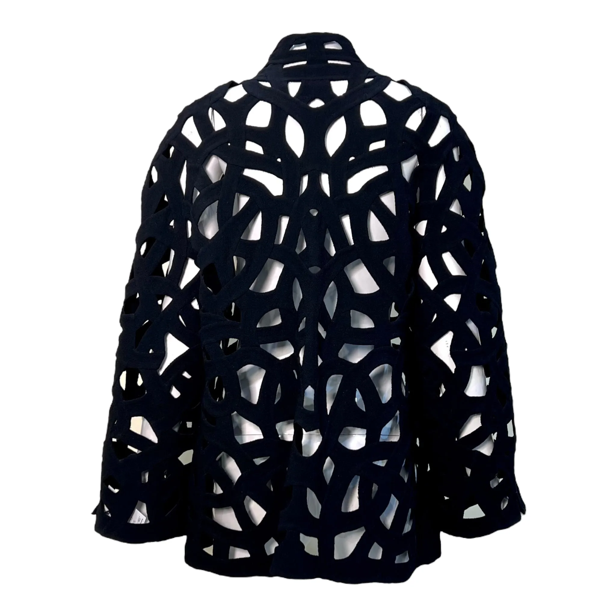 Chado Ralph Rucci Couture Black Intricately Cut-Out Open Jacket