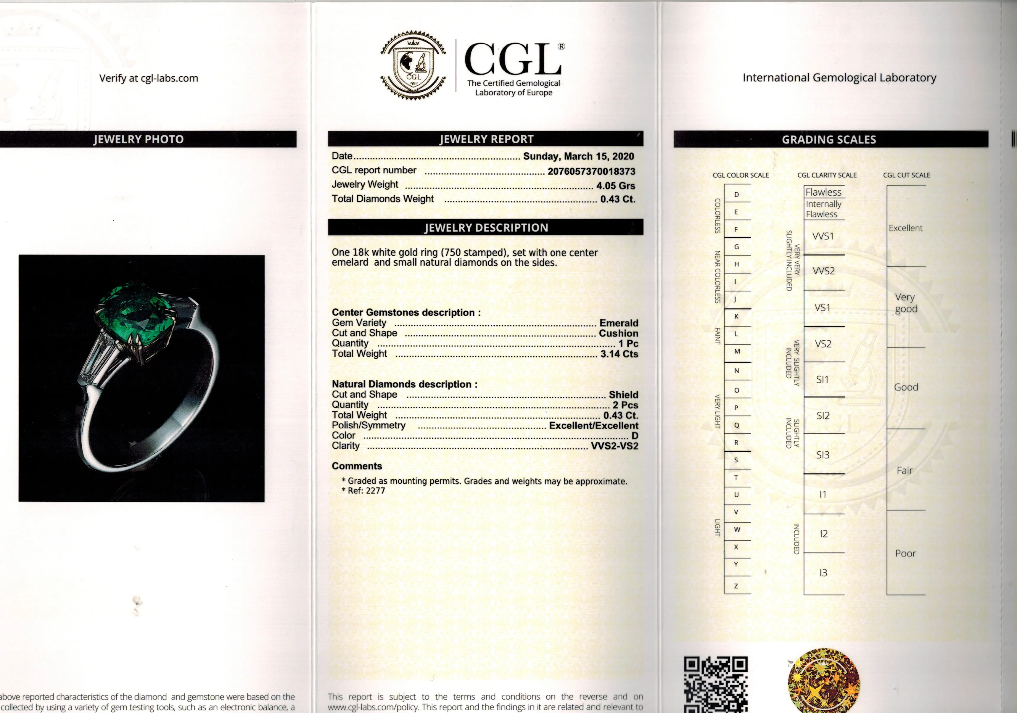 Colombia Green Emerald Ring - 3.57 Carat