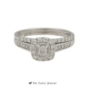 Crown Collection .33cttw Diamond Engagement Ring Set w/ Round Center and Cushion Bezel