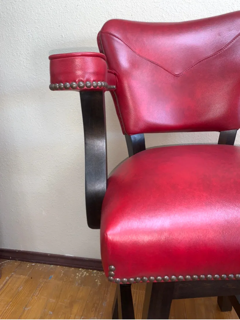 Custom Barstool With Stitching in Red