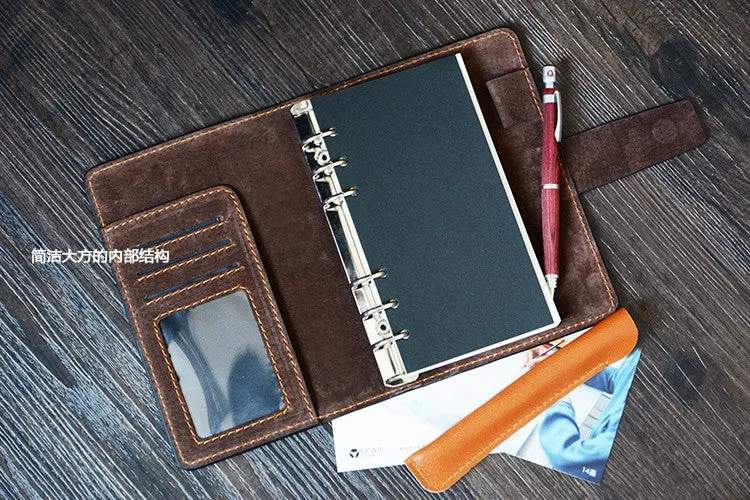 Custom Handmade Journal Book Vegetable Tanned Italian Leather A6 Notebook D054