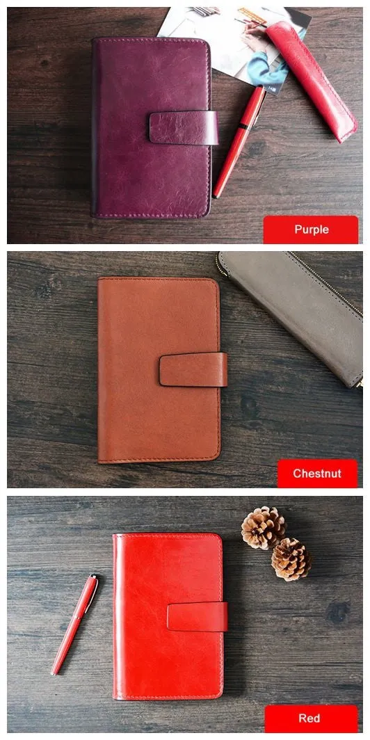 Custom Handmade Journal Book Vegetable Tanned Italian Leather A6 Notebook D054