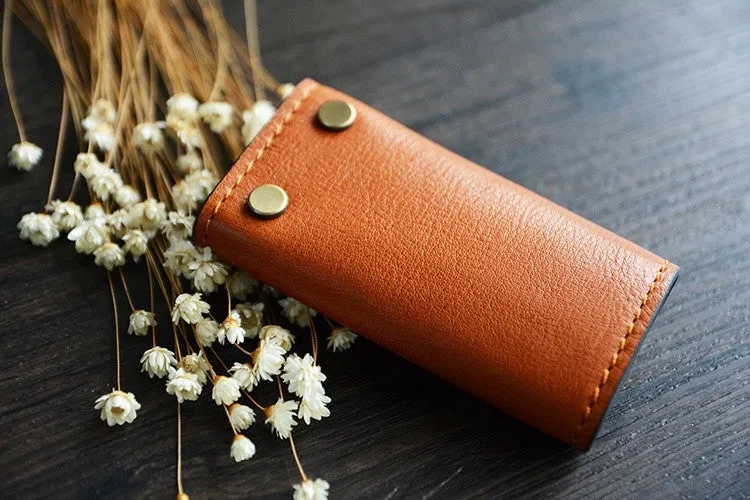 Custom Handmade Vegetable Tanned Italian Leather Key Holder Key Case D055