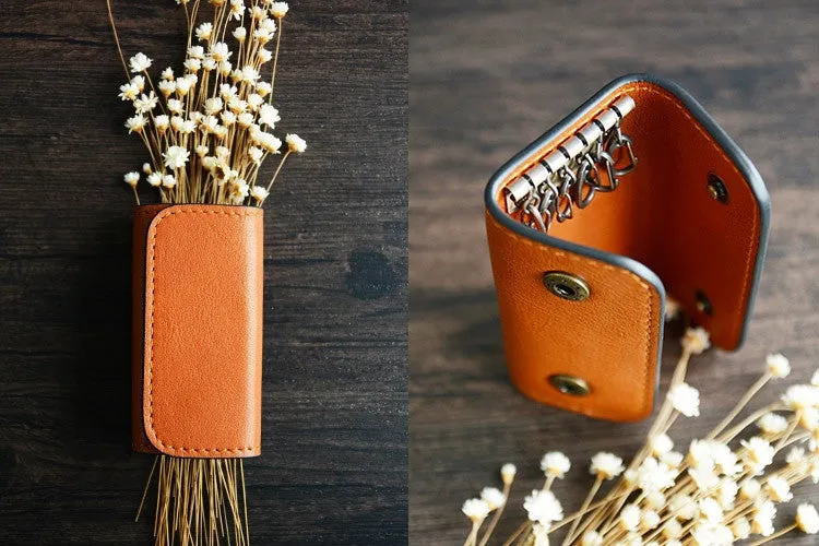 Custom Handmade Vegetable Tanned Italian Leather Key Holder Key Case D055