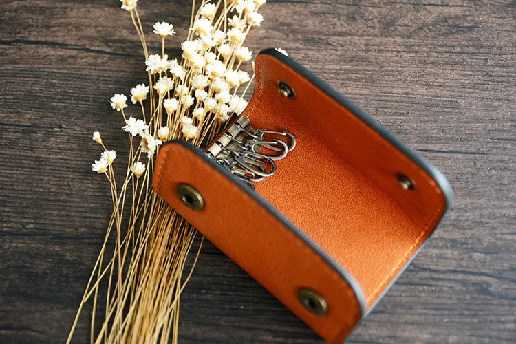 Custom Handmade Vegetable Tanned Italian Leather Key Holder Key Case D055