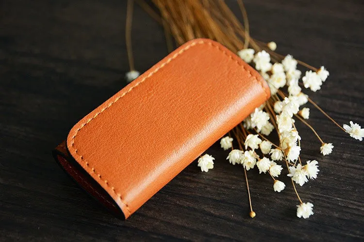 Custom Handmade Vegetable Tanned Italian Leather Key Holder Key Case D055