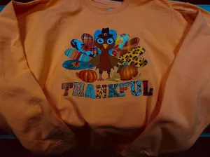 Custom Orange Thankful Turkey Sweatshirt