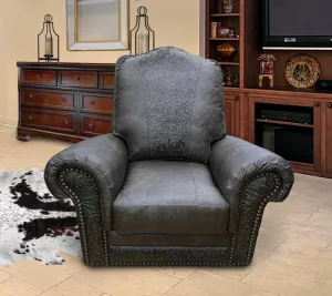 Custom Republic Rocker Swivel Recliner With Cowboy Tool Accent