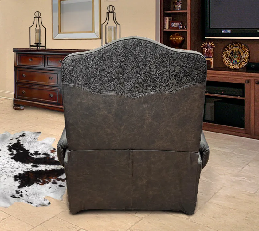 Custom Republic Rocker Swivel Recliner With Cowboy Tool Accent