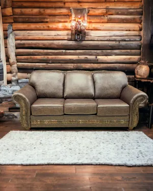 Custom Silverado Sofa in Fargo Brown and Copper Gator Leather