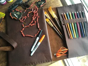 Custom sketchbook / A4 custom leather sketchbook / Refillable leather notebook