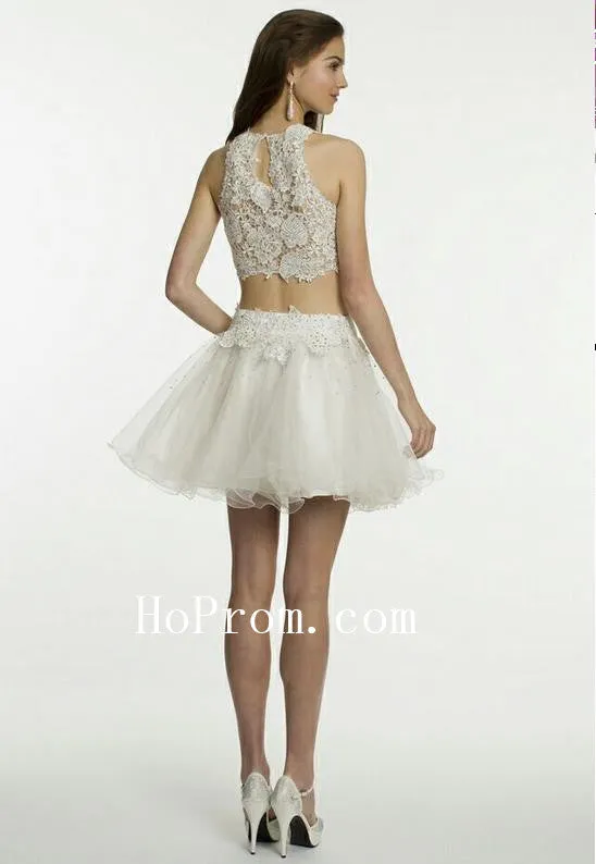 Cute White Prom Dresses,Lace Prom Dress,Short Evening Dresses