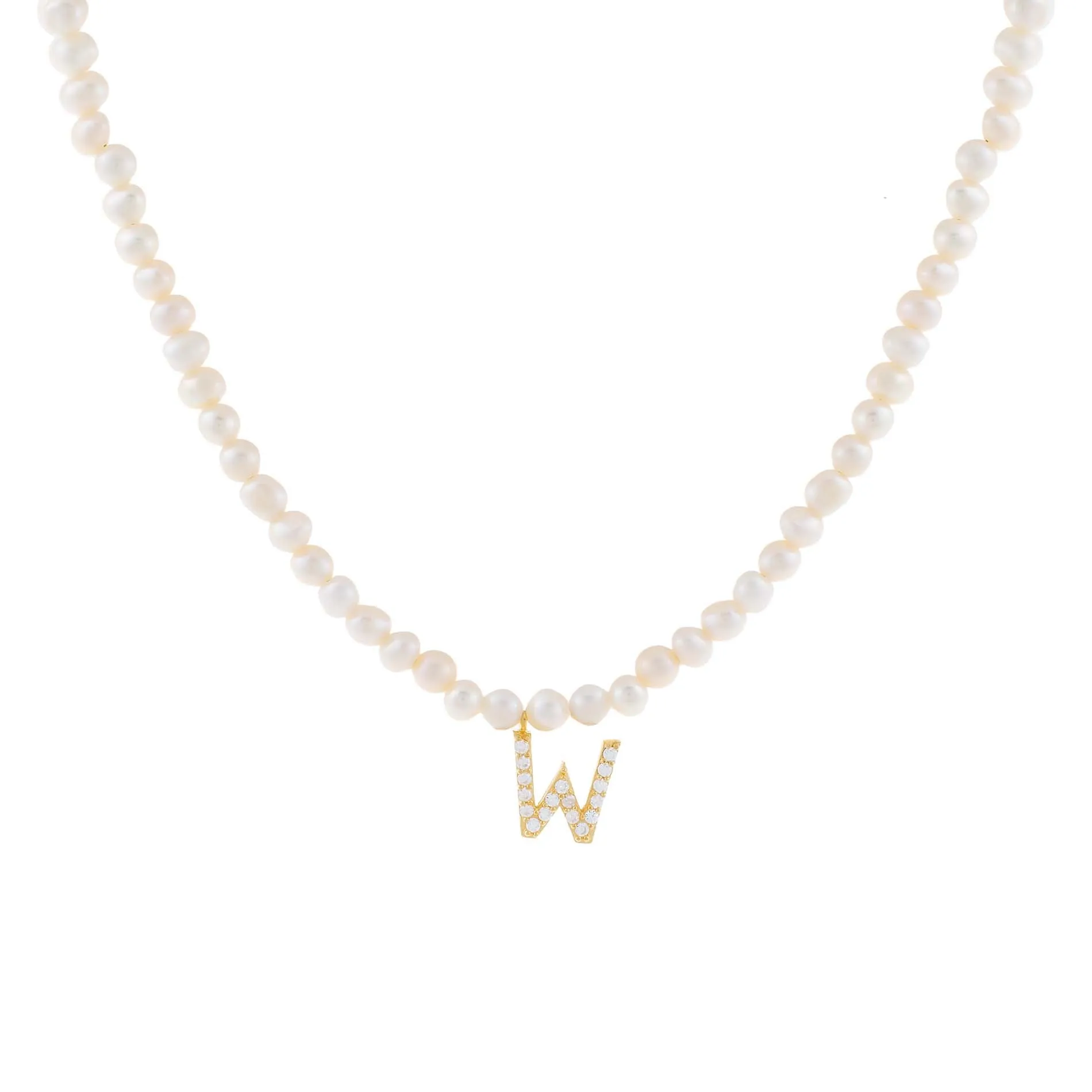 CZ Initial Pearl Necklace