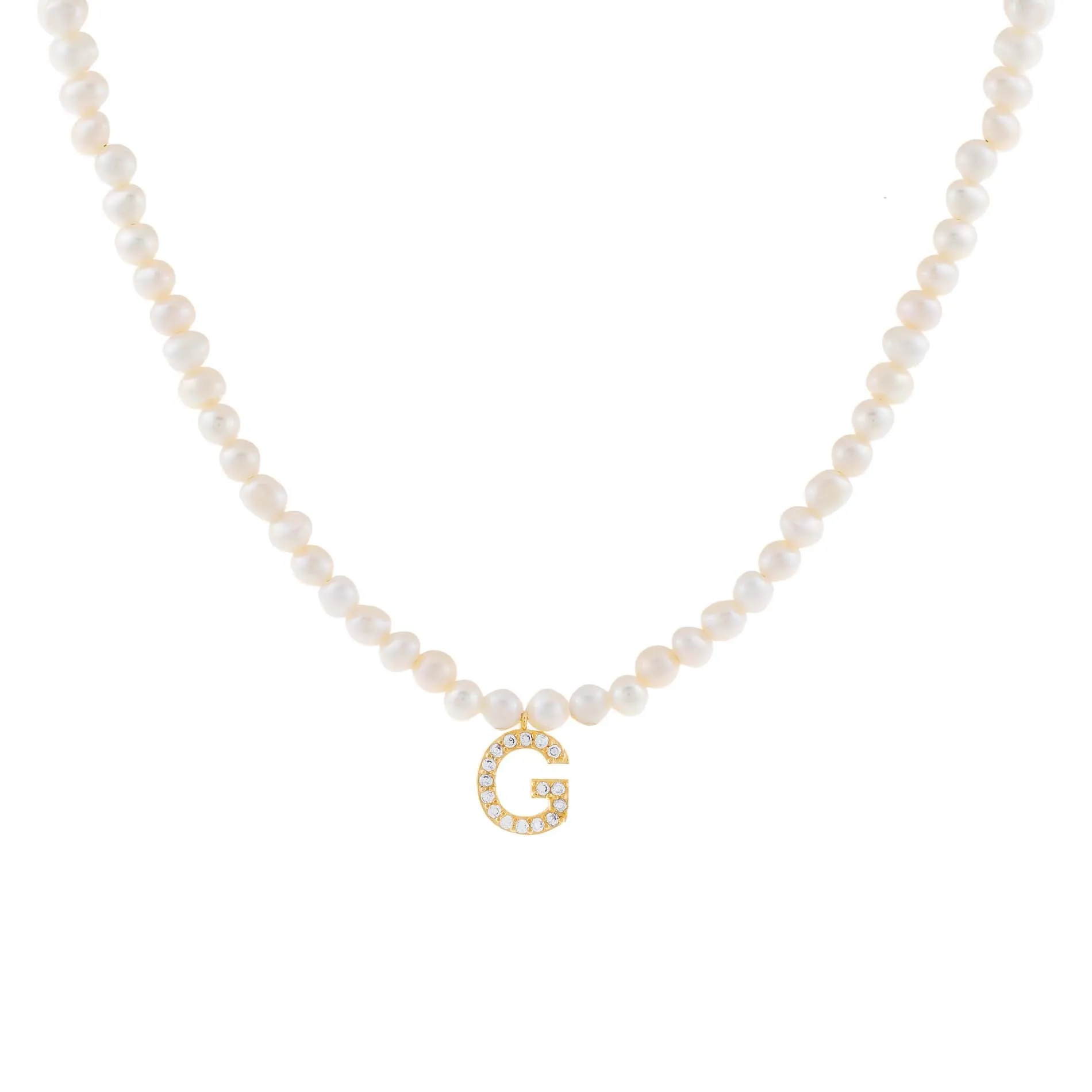 CZ Initial Pearl Necklace