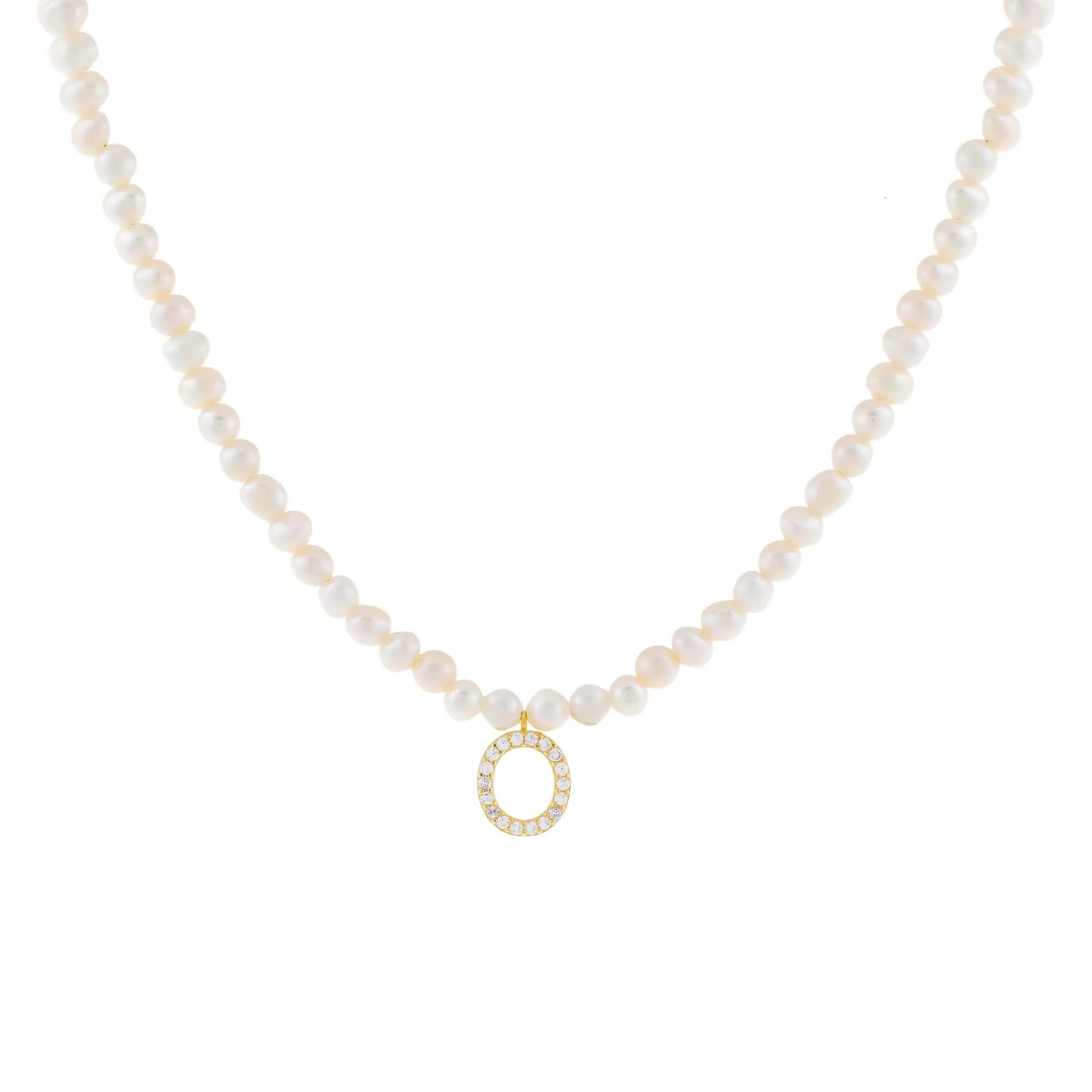CZ Initial Pearl Necklace