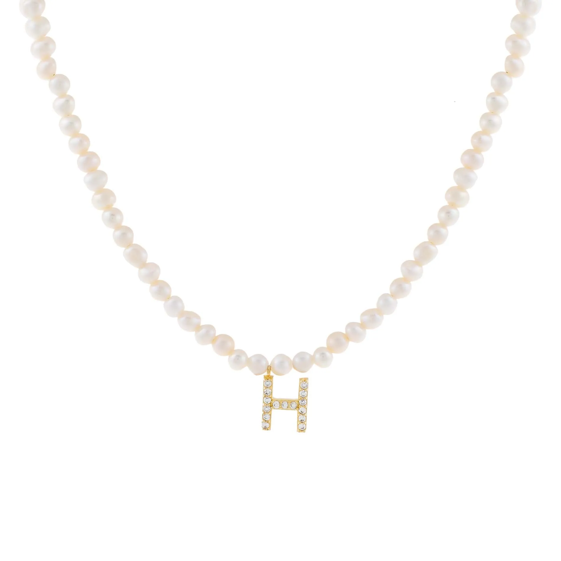 CZ Initial Pearl Necklace