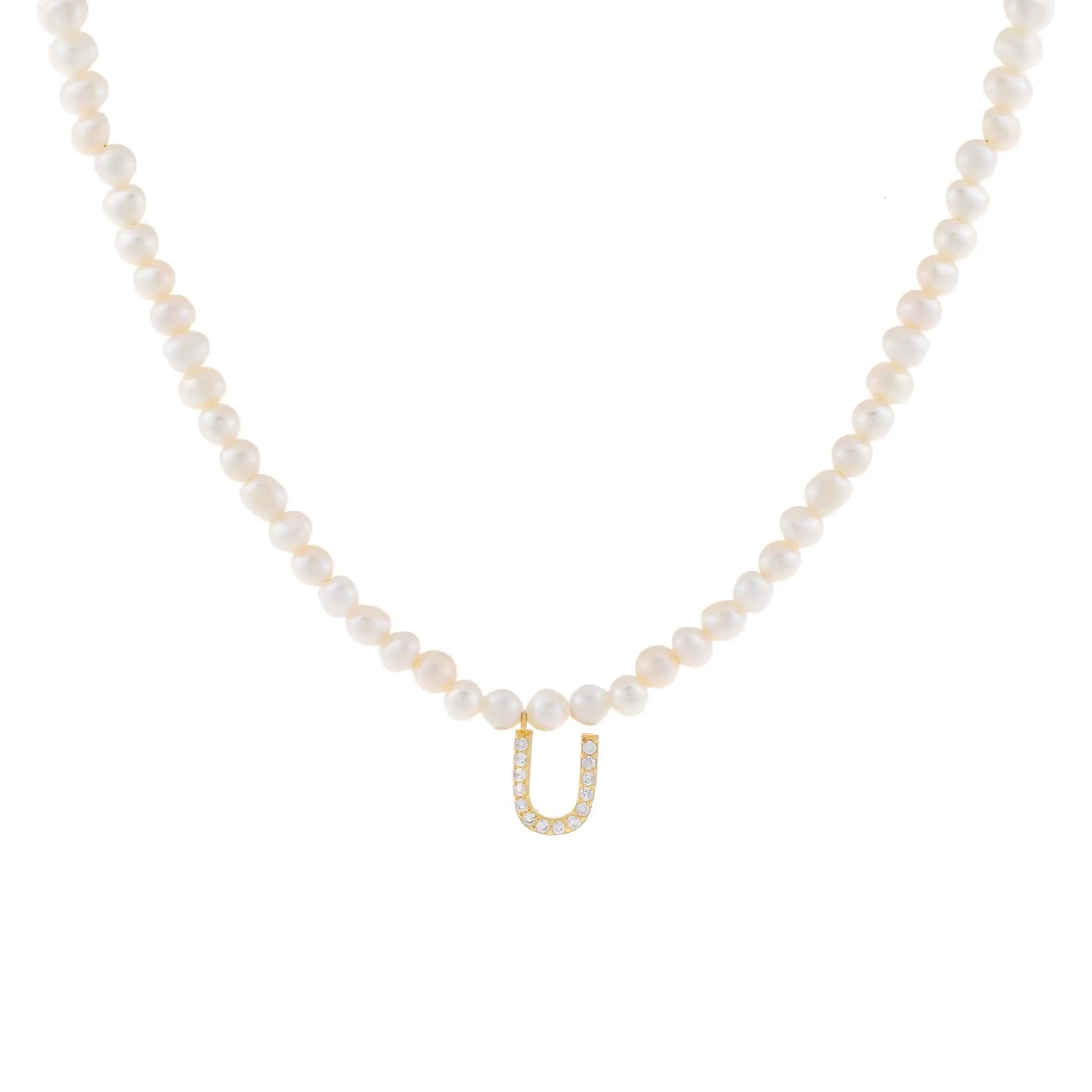CZ Initial Pearl Necklace