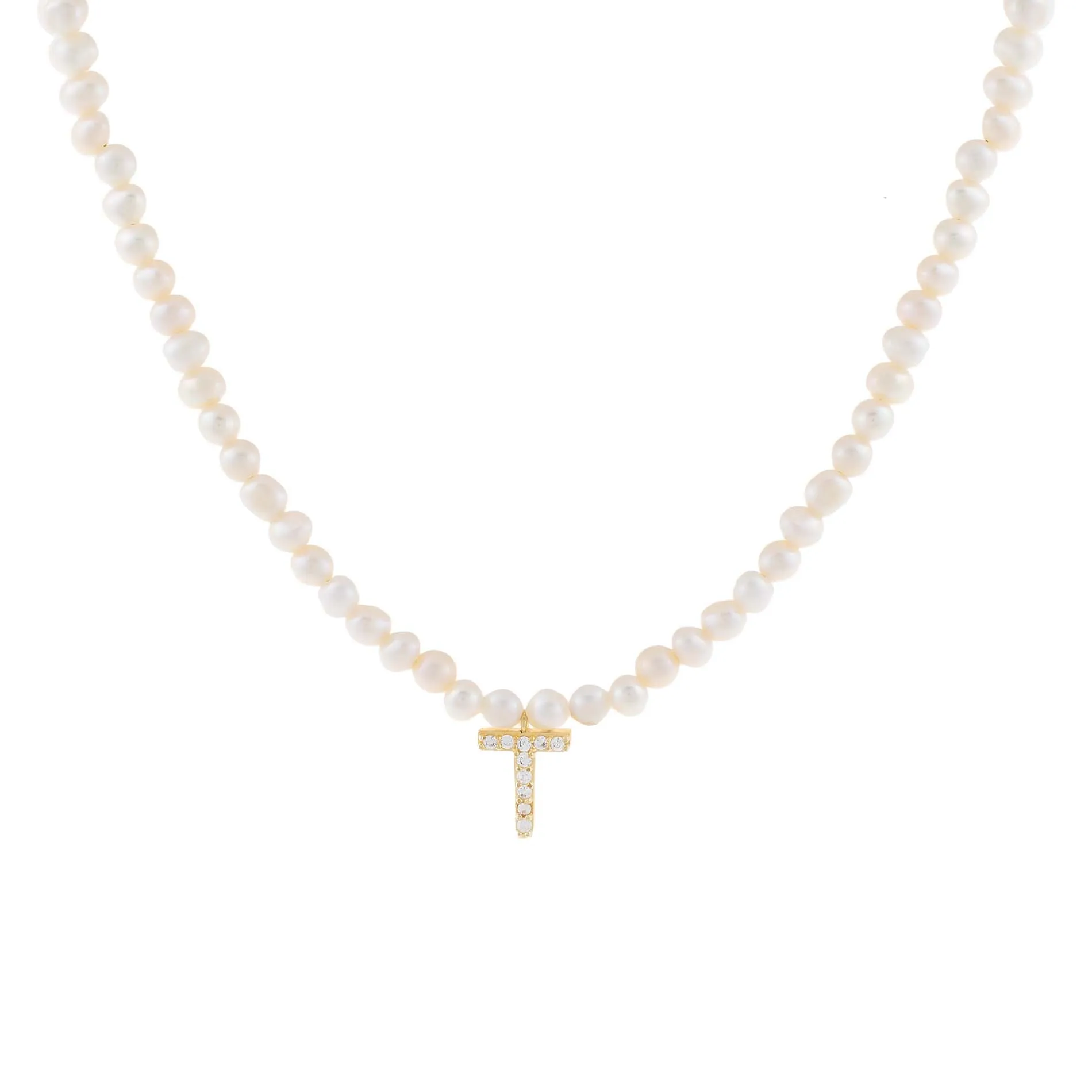 CZ Initial Pearl Necklace