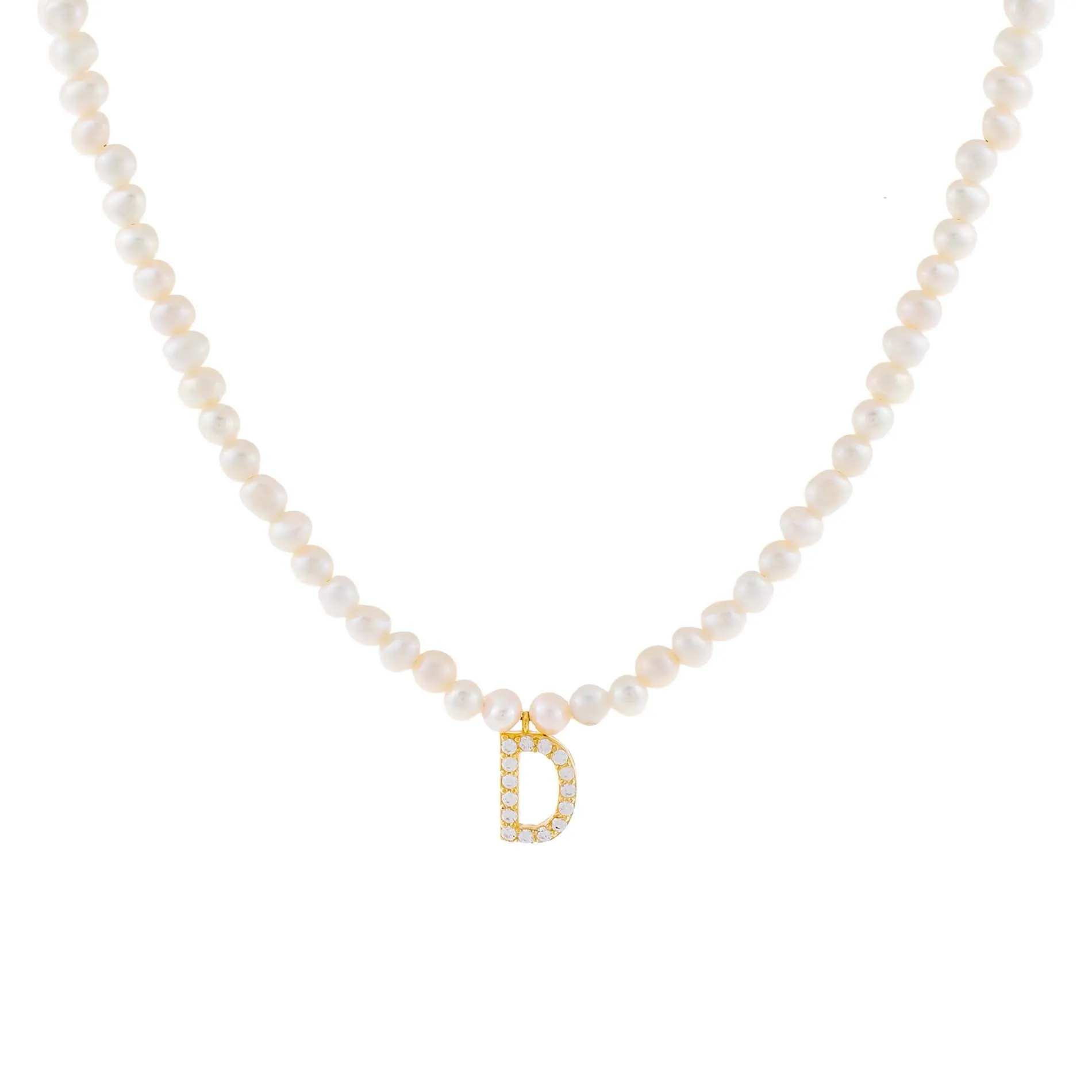 CZ Initial Pearl Necklace