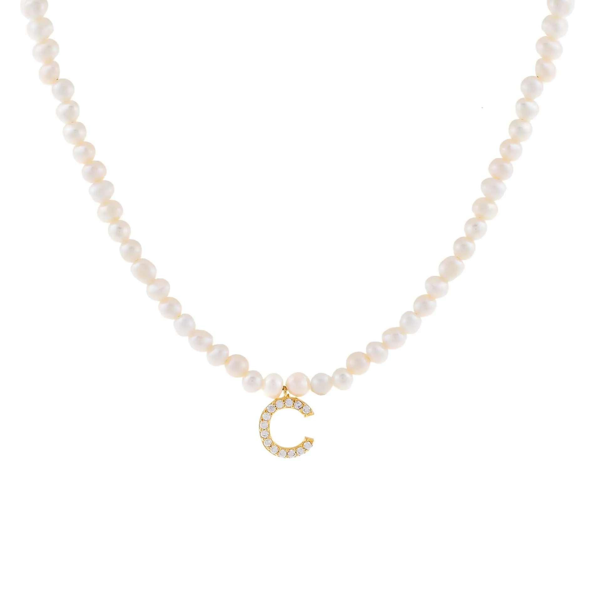 CZ Initial Pearl Necklace