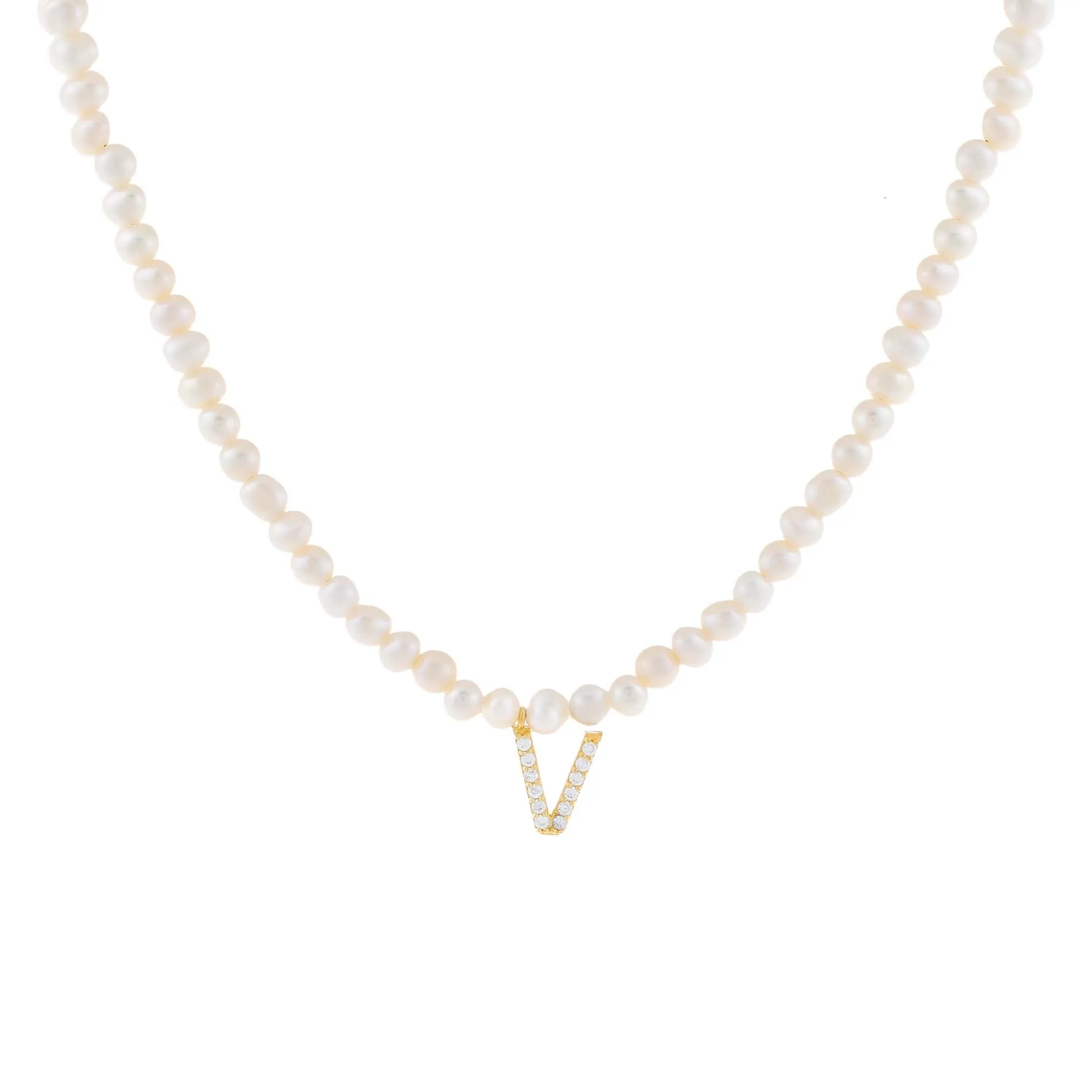CZ Initial Pearl Necklace