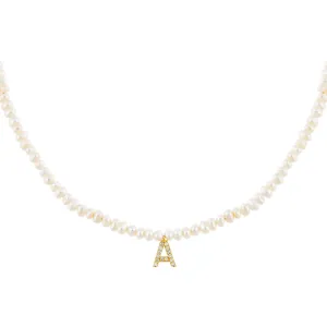 CZ Initial Pearl Necklace