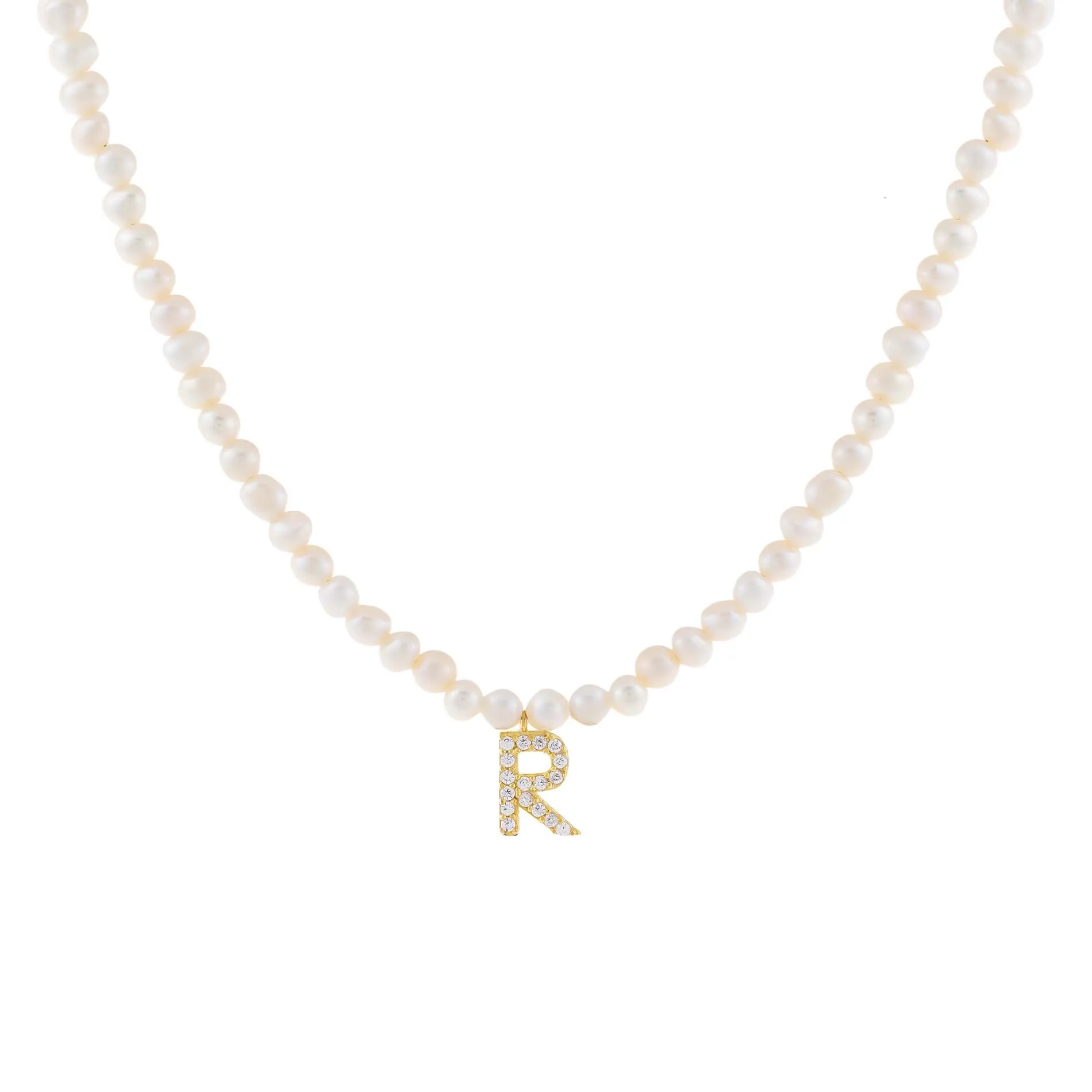 CZ Initial Pearl Necklace