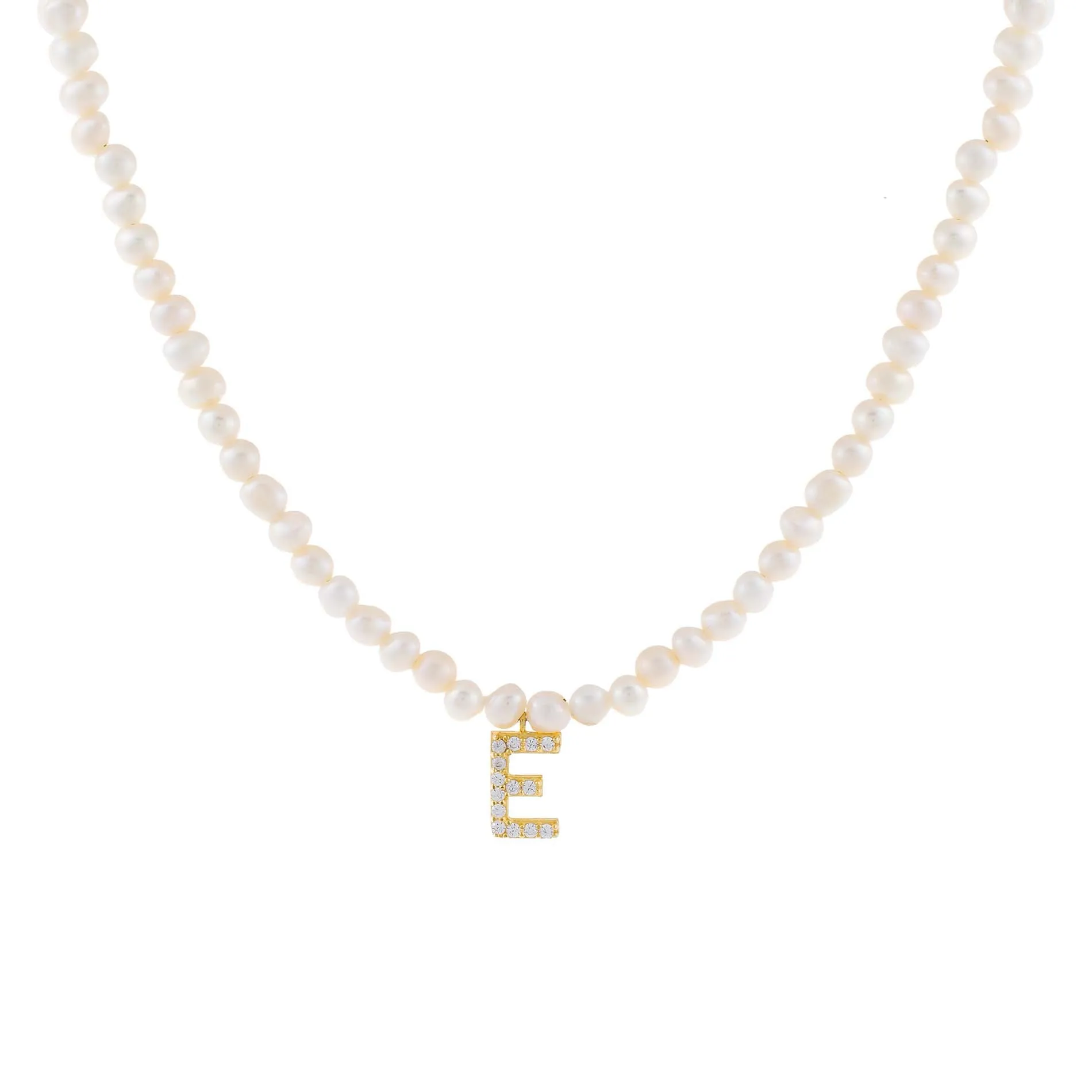 CZ Initial Pearl Necklace