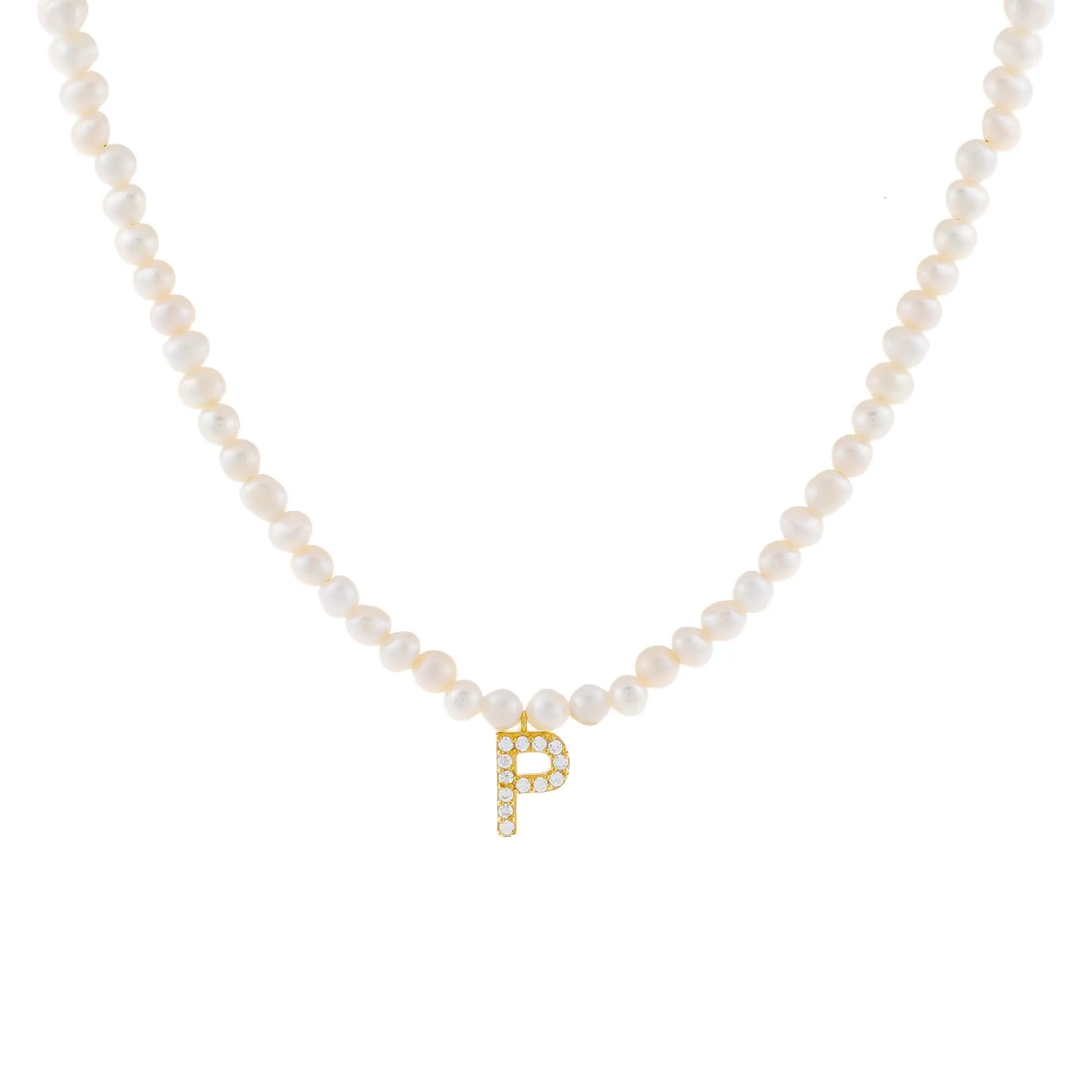 CZ Initial Pearl Necklace