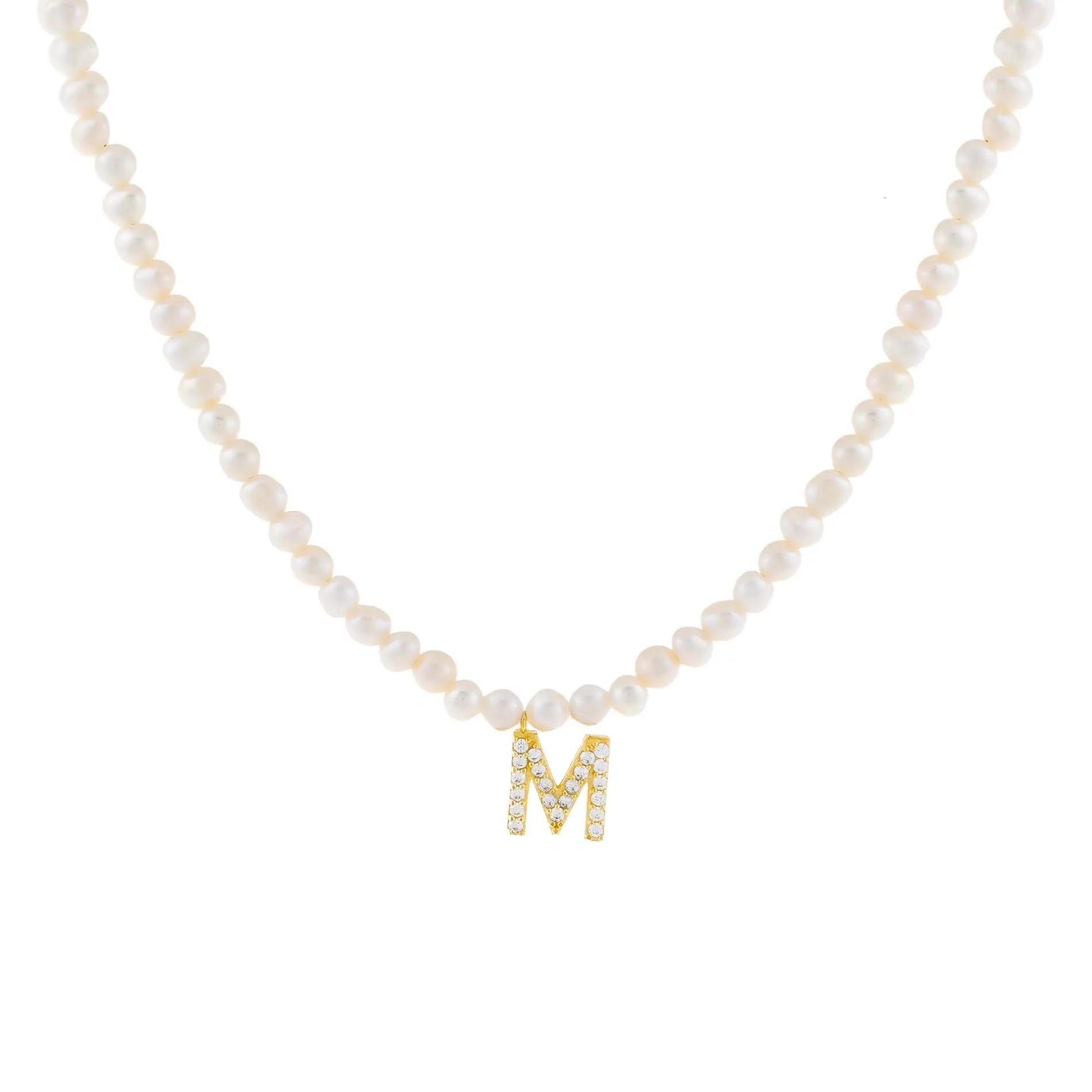 CZ Initial Pearl Necklace