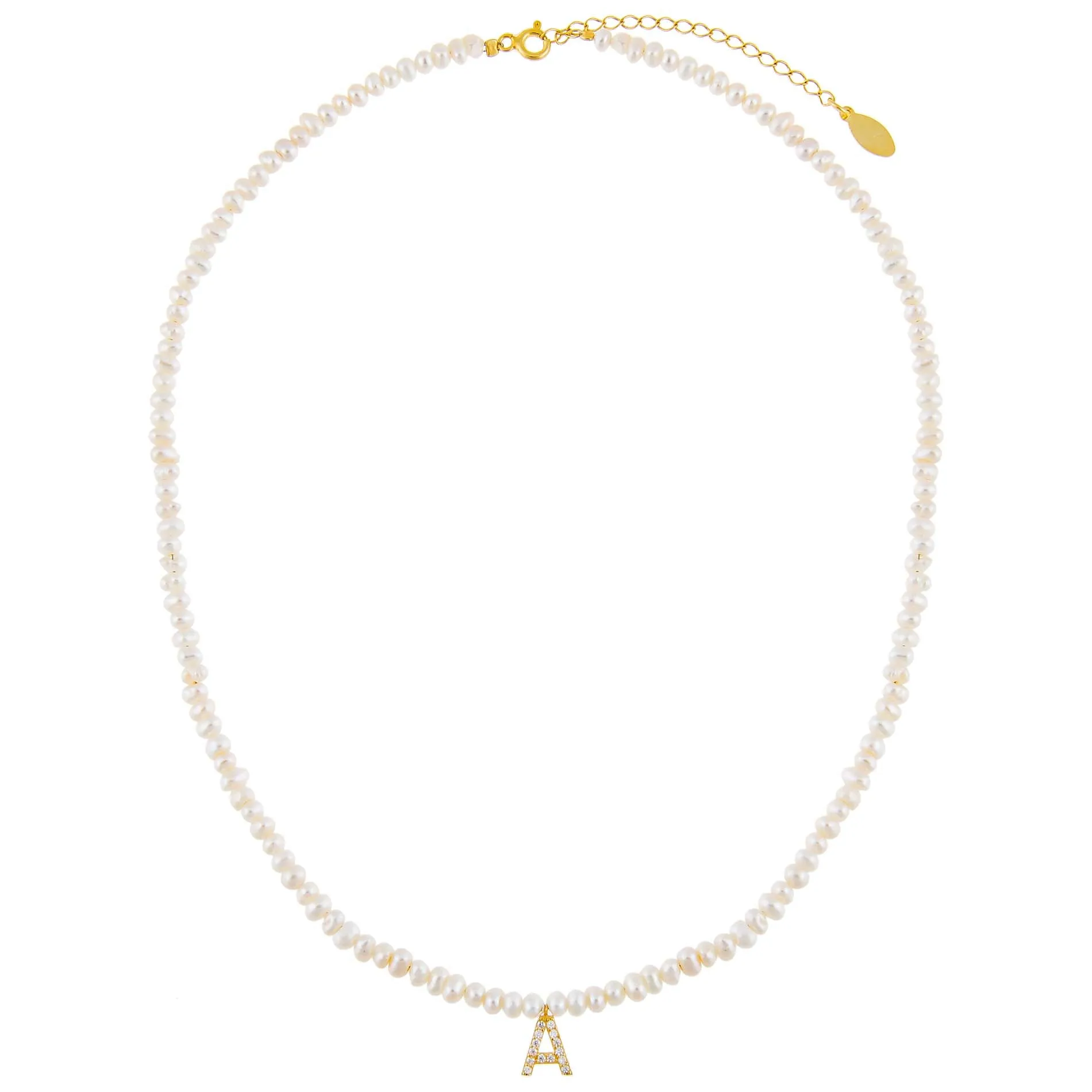 CZ Initial Pearl Necklace