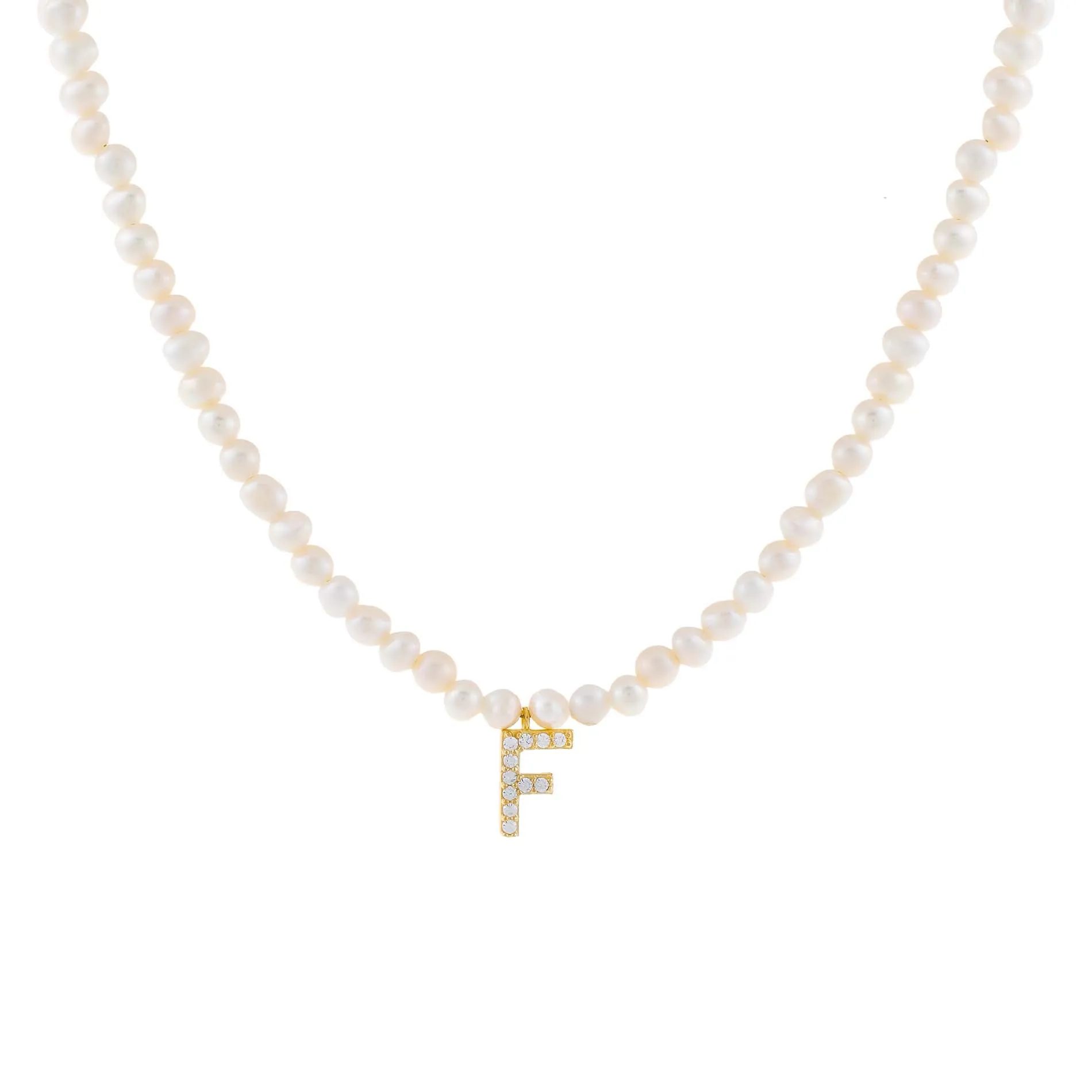 CZ Initial Pearl Necklace