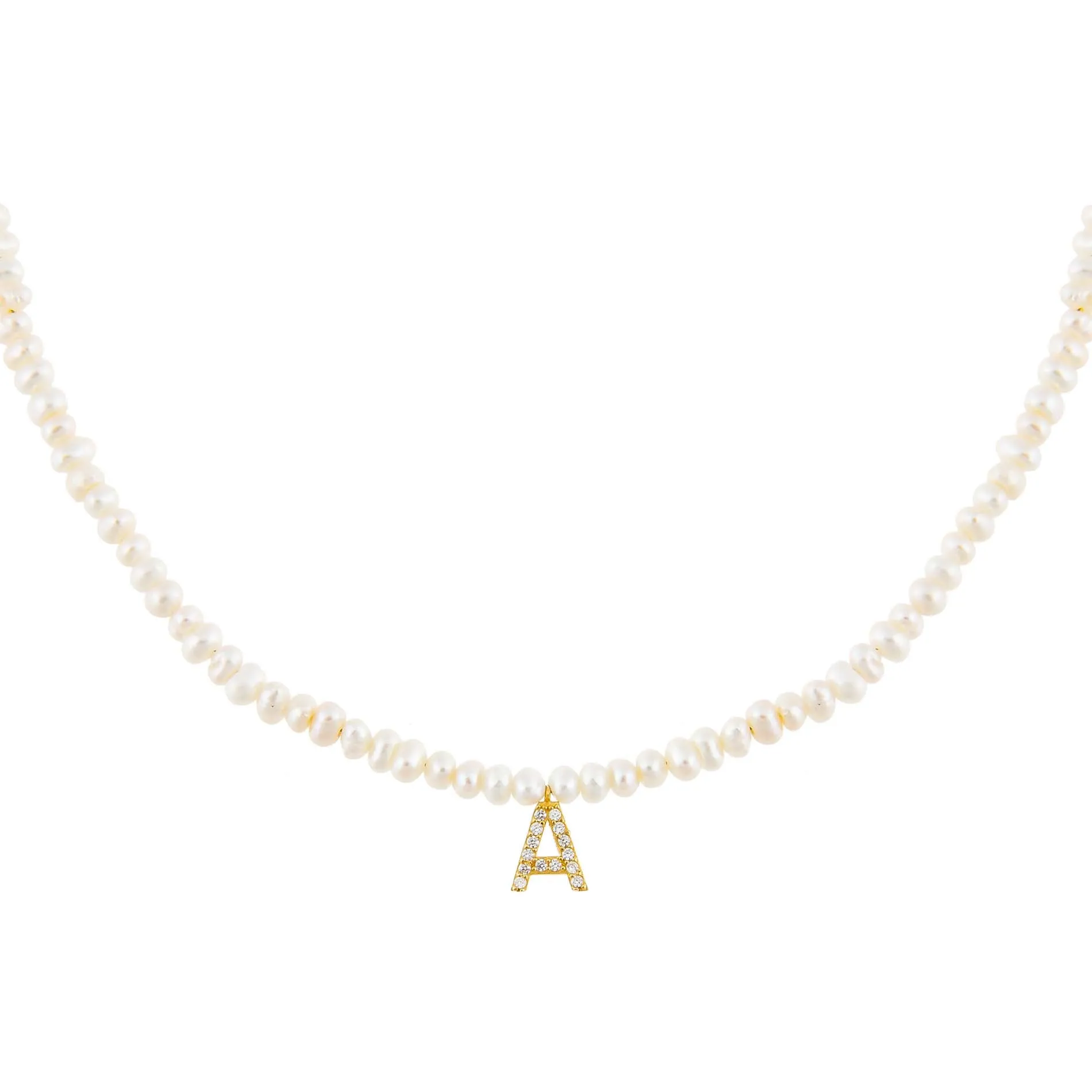CZ Initial Pearl Necklace