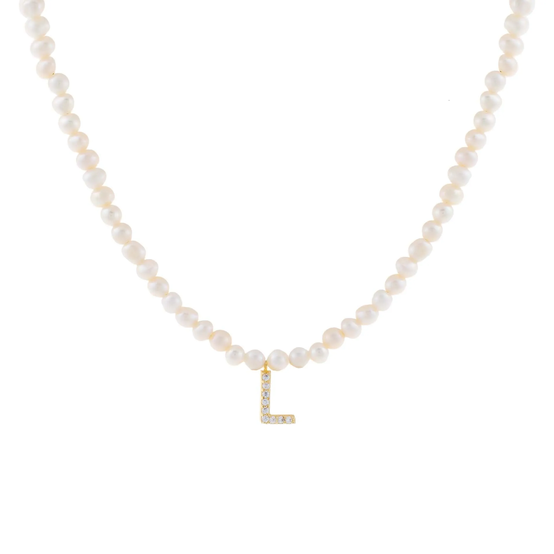 CZ Initial Pearl Necklace