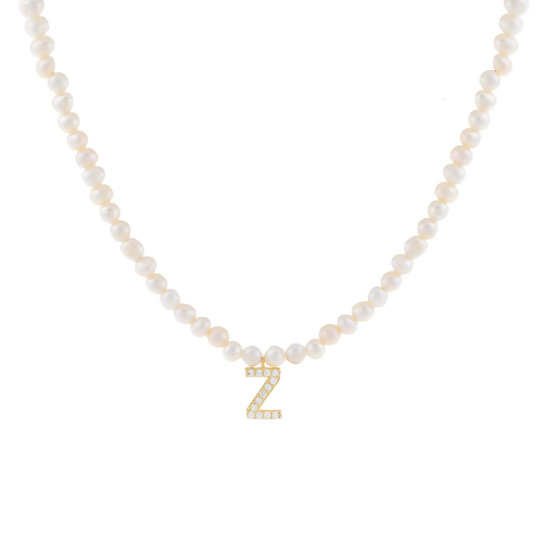 CZ Initial Pearl Necklace