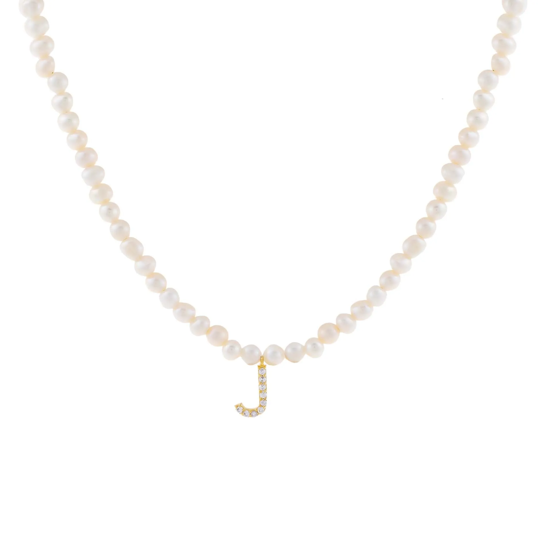 CZ Initial Pearl Necklace