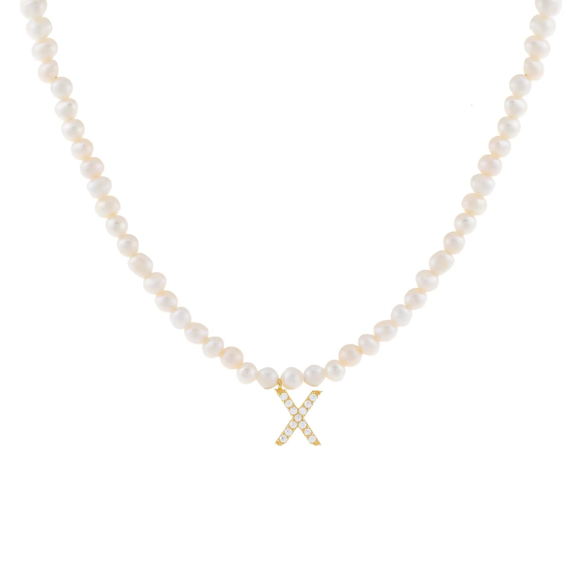 CZ Initial Pearl Necklace