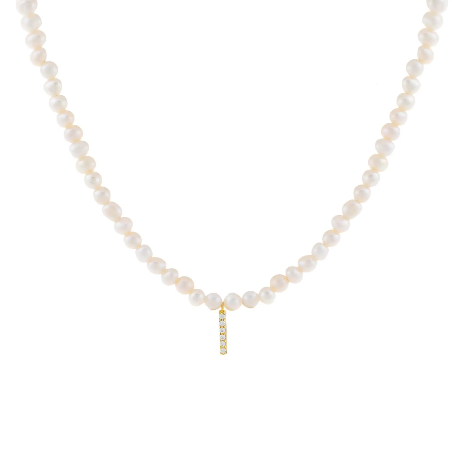 CZ Initial Pearl Necklace
