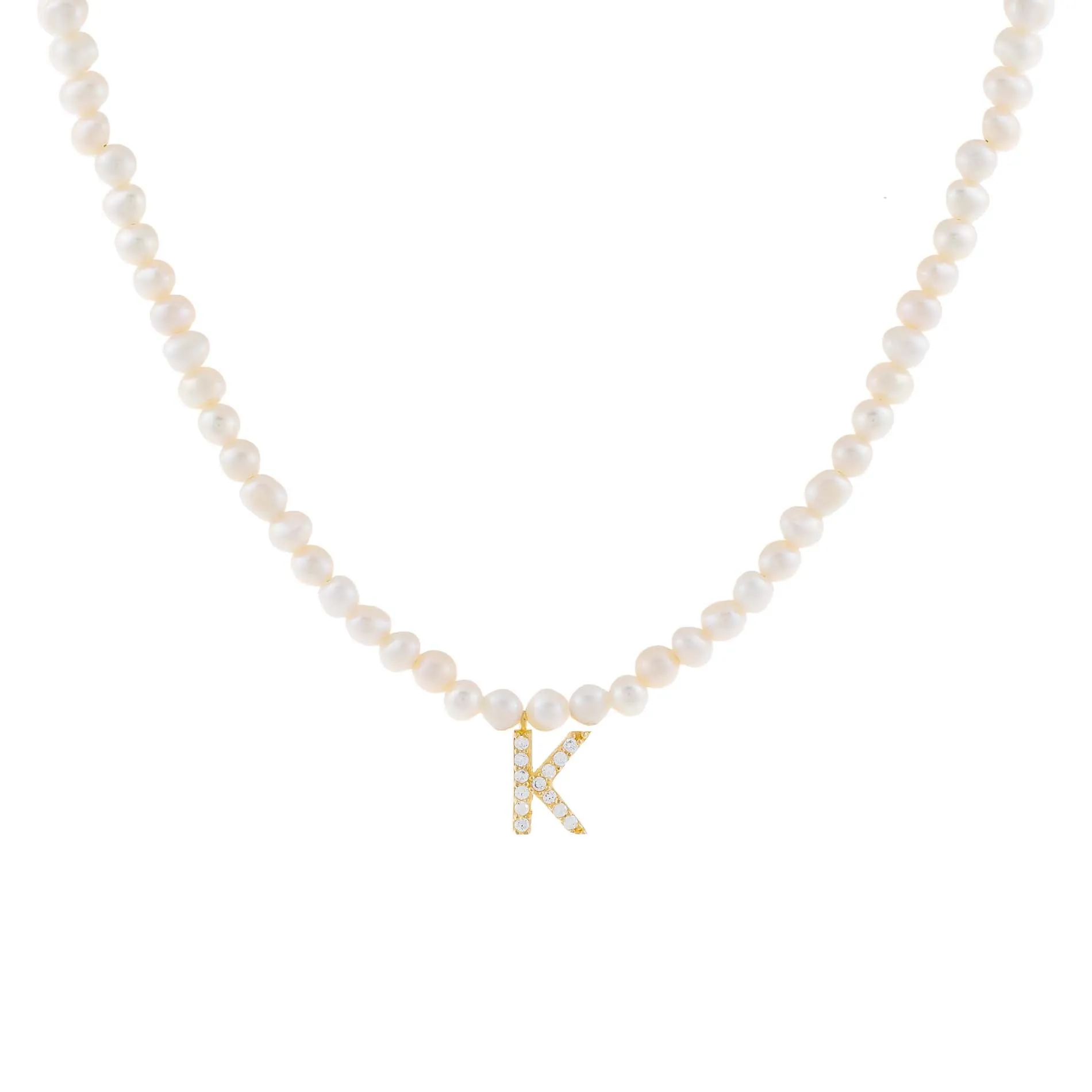 CZ Initial Pearl Necklace