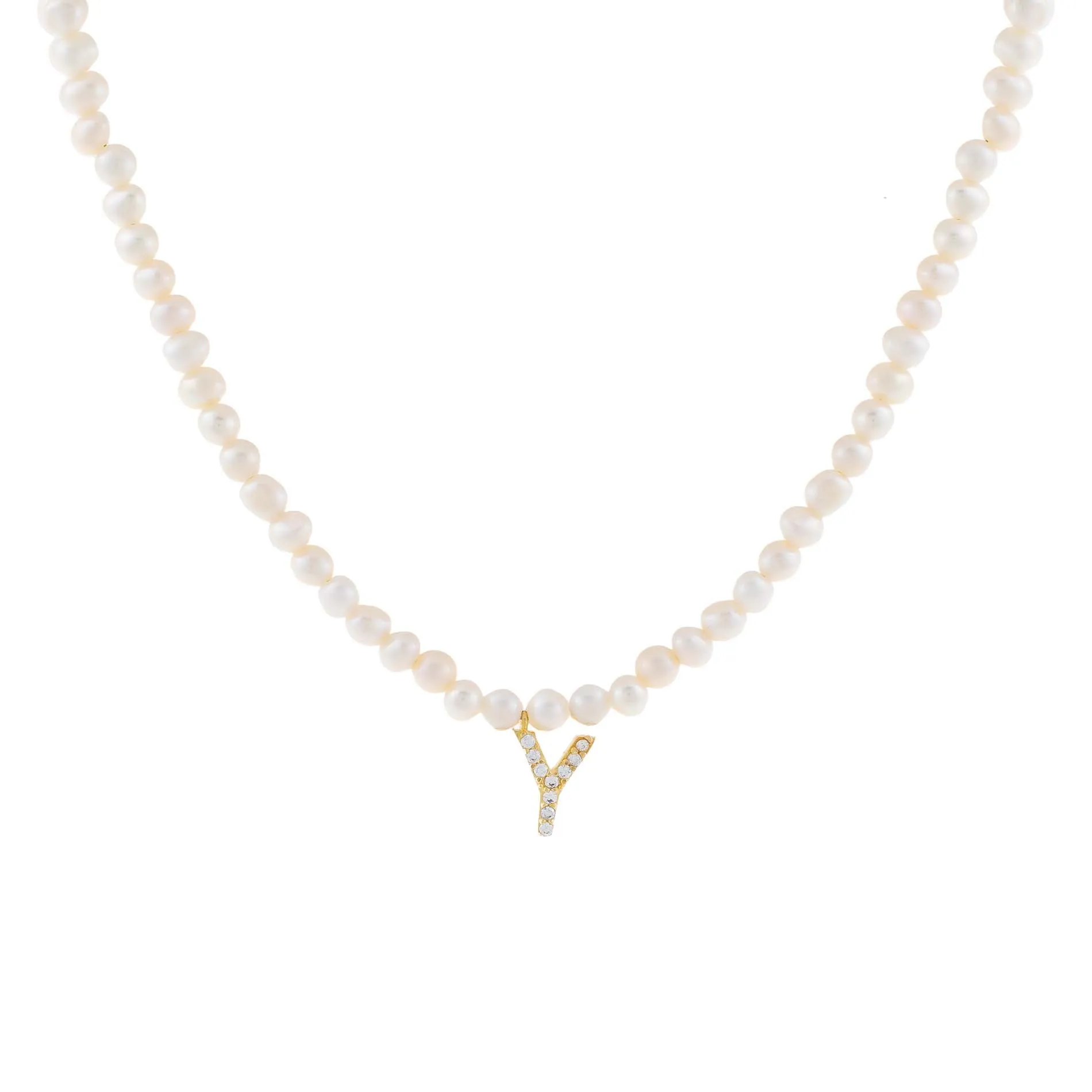 CZ Initial Pearl Necklace